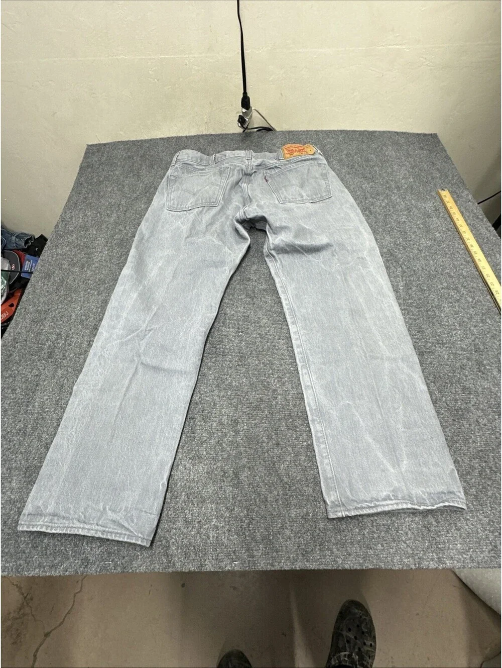 LEVIS 501 Jeans 40x32 Gray Light Wash Button Fly Denim Pants Straight Western